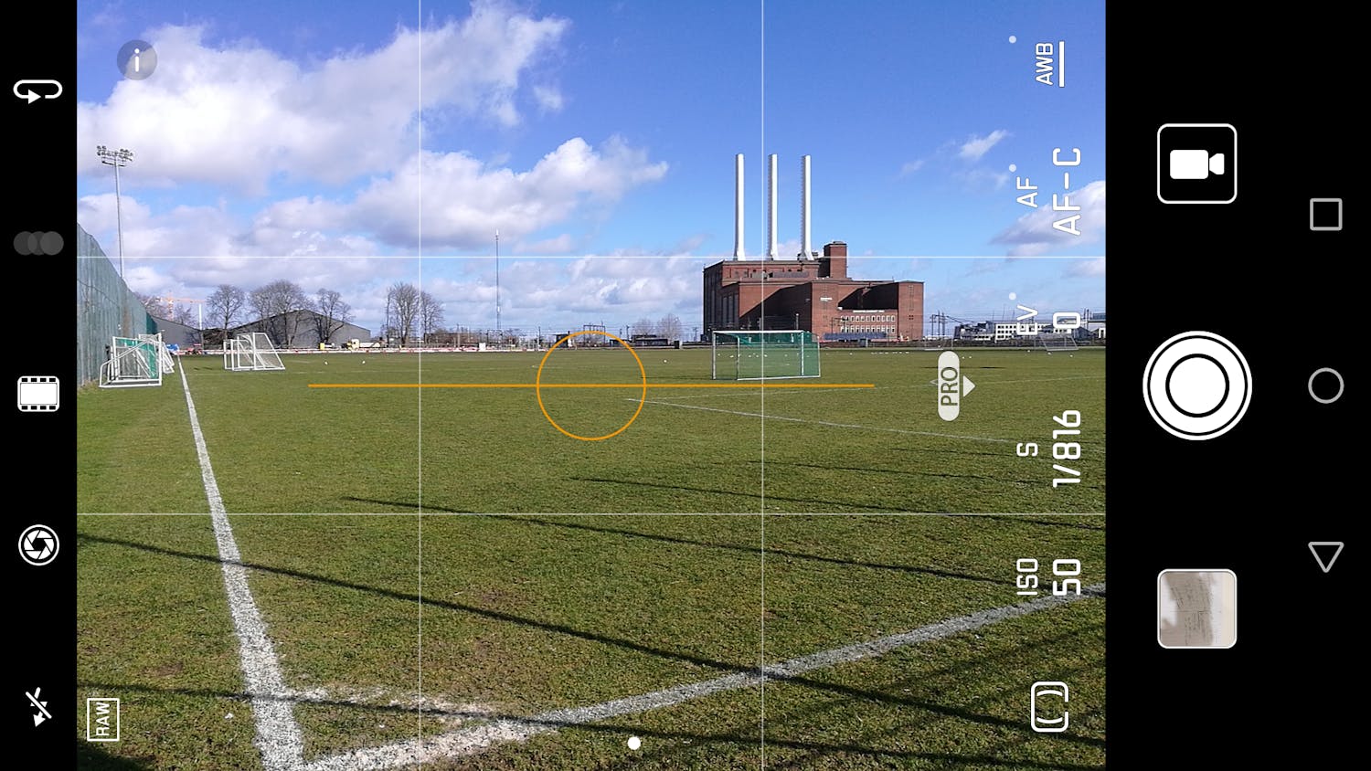 Skärmbild av Pro-läget i Huawei P9.